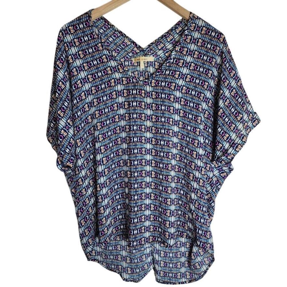Francesca's Mi Ami Tunic Blouse Women's Small Oversized Geometric Shirt Top‎